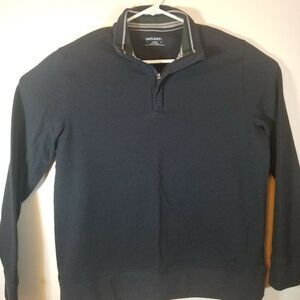 Untuckit Mens Size LARGE Navy Blue 1/4 Zip Pullover Long Sleeve Sweater